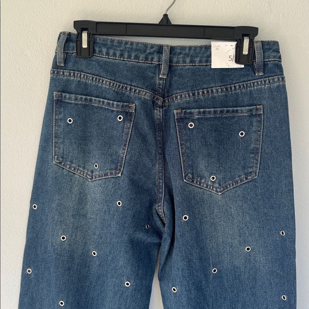 Cali 1850 dark wash wide leg high rise grommet detail jeans size 5/27 - Picture 7 of 12